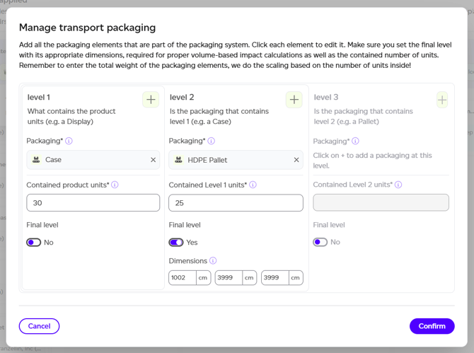 Raw material dataset selection dialog