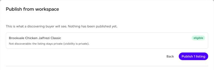 The preview: what a buyer will see, before anything is published