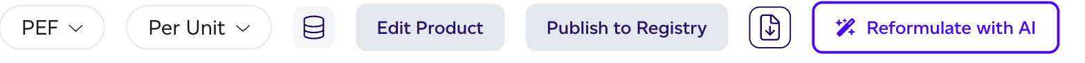 The Reformulate with AI button on the product report toolbar
